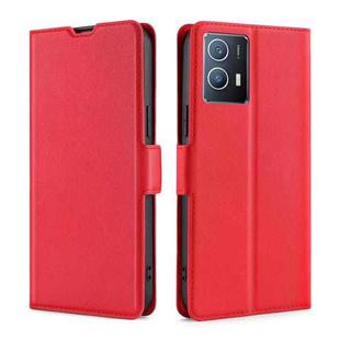 For vivo iQOO U5 5G Ultra-thin Voltage Side Buckle Horizontal Flip Leather Phone Case(Red)