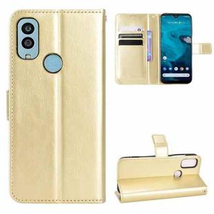 For Kyocera Android One S9 Retro Crazy Horse Texture Leather Phone Case(Gold)