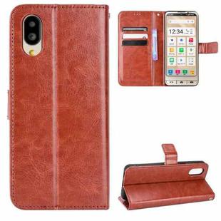 For Sharp Simple Sumaho 6 Retro Crazy Horse Texture Leather Phone Case(Brown)
