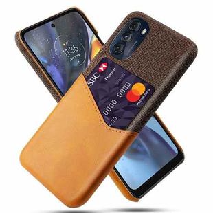 For Motorola Moto G 5G 2022 Cloth Texture Card Slot PC+PU Leather Phone Case(Orange)