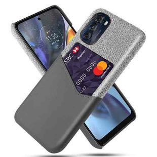 For Motorola Moto G 5G 2022 Cloth Texture Card Slot PC+PU Leather Phone Case(Grey)