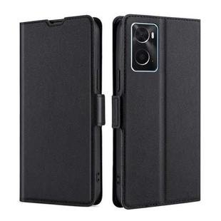 For OPPO A36 4G/A76 4G Global Ultra-thin Voltage Side Buckle  Horizontal Flip Leather Phone Case(Black)