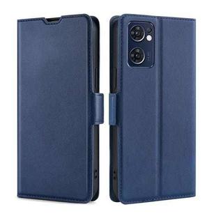 For OPPO Find X5 Lite Ultra-thin Voltage Side Buckle  Horizontal Flip Leather Phone Case(Blue)