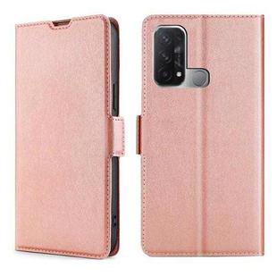 For OPPO Reno5 A Ultra-thin Voltage Side Buckle  Horizontal Flip Leather Phone Case(Rose Gold)