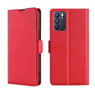 For OPPO Reno6 Ultra-thin Voltage Side Buckle  Horizontal Flip Leather Phone Case(Red)