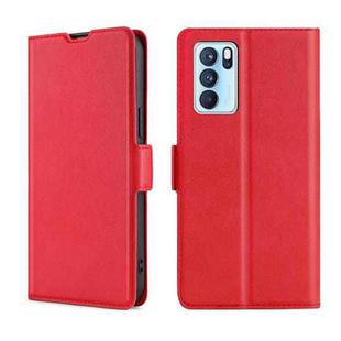 For OPPO Reno6 Pro Ultra-thin Voltage Side Buckle  Horizontal Flip Leather Phone Case(Red)