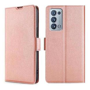 For OPPO Reno6 Pro+ 5G Ultra-thin Voltage Side Buckle  Horizontal Flip Leather Phone Case(Rose Gold)