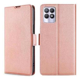 For OPPO Realme 8i Ultra-thin Voltage Side Buckle  Horizontal Flip Leather Phone Case(Rose Gold)