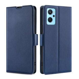 For OPPO Realme 9i/A36 4G/A96 4G/K10 4G/A76 4G Ultra-thin Voltage Side Buckle  Horizontal Flip Leather Phone Case(Blue)