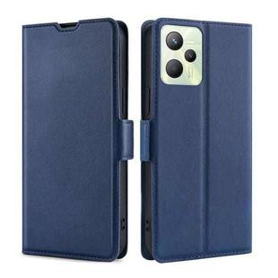 For OPPO Realme C35 Ultra-thin Voltage Side Buckle  Horizontal Flip Leather Phone Case(Blue)