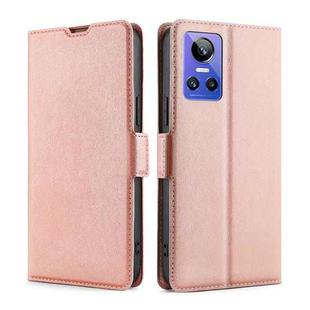 For OPPO Realme GT Neo3 Ultra-thin Voltage Side Buckle  Horizontal Flip Leather Phone Case(Rose Gold)