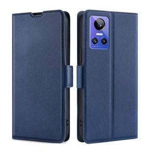 For OPPO Realme GT Neo3 Ultra-thin Voltage Side Buckle  Horizontal Flip Leather Phone Case(Blue)