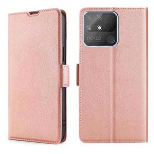 For OPPO Realme Narzo 50A Ultra-thin Voltage Side Buckle  Horizontal Flip Leather Phone Case(Rose Gold)