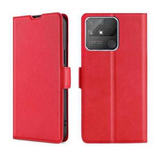 For OPPO Realme Narzo 50A Ultra-thin Voltage Side Buckle  Horizontal Flip Leather Phone Case(Red)