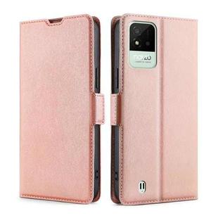 For OPPO Realme Narzo 50i Ultra-thin Voltage Side Buckle  Horizontal Flip Leather Phone Case(Rose Gold)