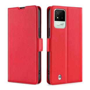 For OPPO Realme Narzo 50i Ultra-thin Voltage Side Buckle  Horizontal Flip Leather Phone Case(Red)