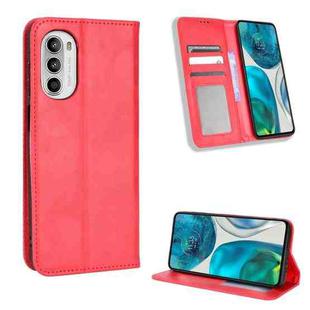 For Motorola Moto G52 4G Magnetic Buckle Retro Texture Leather Phone Case(Red)