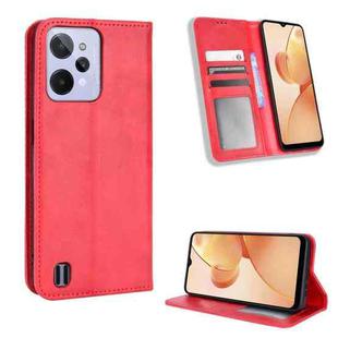 For OPPO Realme C31 Magnetic Buckle Retro Texture Leather Phone Case(Red)