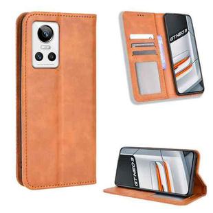 For OPPO Realme GT Neo3 Magnetic Buckle Retro Texture Leather Phone Case(Brown)