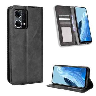 For OPPO Reno7 4G / F21 Pro Magnetic Buckle Retro Texture Leather Phone Case(Black)