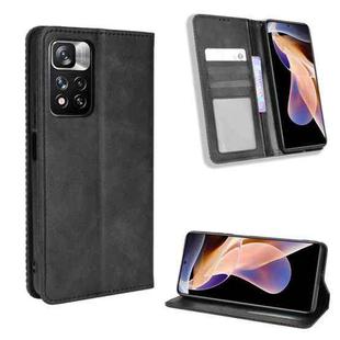 For Xiaomi Poco X4 NFC/Redmi Note 11 Pro China Magnetic Buckle Retro Texture Leather Phone Case(Black)