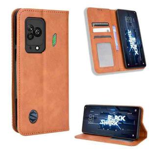 For Xiaomi Black Shark 5 Magnetic Buckle Retro Texture Leather Phone Case(Brown)