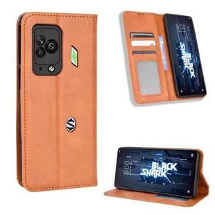 For Xiaomi Black Shark 5 Pro Magnetic Buckle Retro Texture Leather Phone Case(Brown)