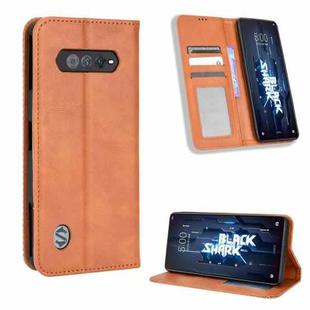 For Xiaomi Black Shark 5 RS Magnetic Buckle Retro Texture Leather Phone Case(Brown)