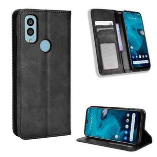 For Kyocera Android One S9 Magnetic Buckle Retro Texture Leather Phone Case(Black)