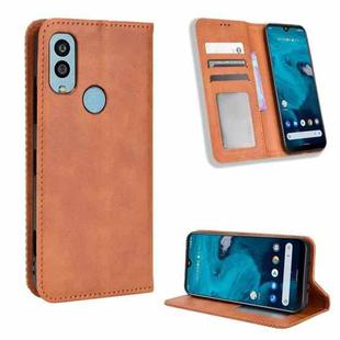 For Kyocera Android One S9 Magnetic Buckle Retro Texture Leather Phone Case(Brown)