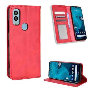 For Kyocera Android One S9 Magnetic Buckle Retro Texture Leather Phone Case(Red)