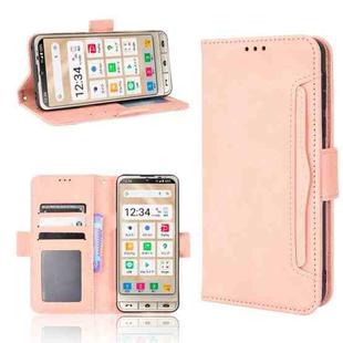 For Sharp Simple Sumaho 6 Skin Feel Calf Texture Card Slots Leather Phone Case(Pink)