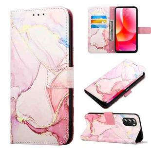 For Motorola Moto G 5G 2022 PT003 Marble Pattern Flip Leather Phone Case(Rose Gold LS005)