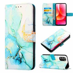 For Motorola Moto G 5G 2022 PT003 Marble Pattern Flip Leather Phone Case(Green LS003)