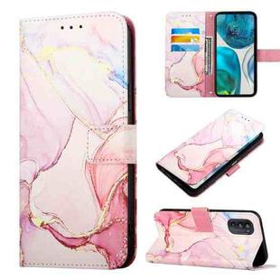 For Motorola Moto G52 PT003 Marble Pattern Flip Leather Phone Case(Rose Gold LS005)