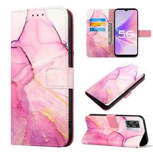 For OPPO A57 5G 2022 PT003 Marble Pattern Flip Leather Phone Case(Pink Purple Gold LS001)