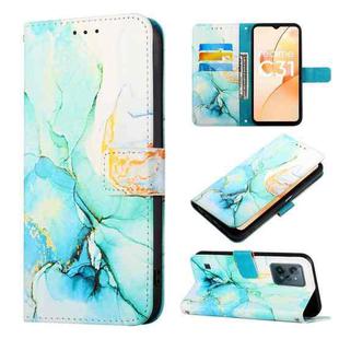 For OPPO Realme C31 4G PT003 Marble Pattern Flip Leather Phone Case(Green LS003)