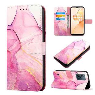 For OPPO Realme C31 4G PT003 Marble Pattern Flip Leather Phone Case(Pink Purple Gold LS001)