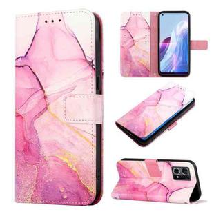 For OPPO Reno7 4G/F21 Pro PT003 Marble Pattern Flip Leather Phone Case(Pink Purple Gold LS001)