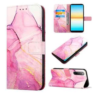 For Sony Xperia 10 IV PT003 Marble Pattern Flip Leather Phone Case(Pink Purple Gold LS001)