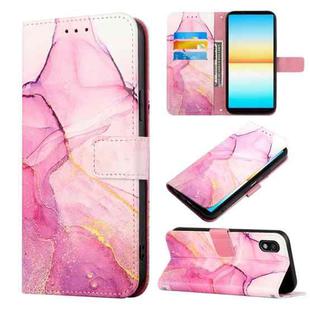 For Sony Xperia ACE III PT003 Marble Pattern Flip Leather Phone Case(Pink Purple Gold LS001)