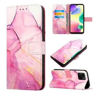 For Xiaomi Redmi 10A PT003 Marble Pattern Flip Leather Phone Case(Pink Purple Gold LS001)