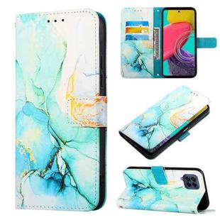 For Samsung Galaxy M53 5G PT003 Marble Pattern Flip Leather Phone Case(Green LS003)