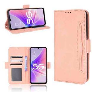 For OPPO A57 5G Skin Feel Calf Texture Card Slots Leather Phone Case(Pink)