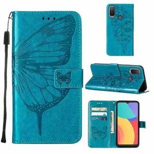 For Alcatel 1L 2021 Embossed Butterfly Leather Phone Case(Blue)