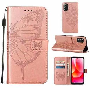 For Motorola Moto G 5G 2022 Embossed Butterfly Leather Phone Case(Rose Gold)
