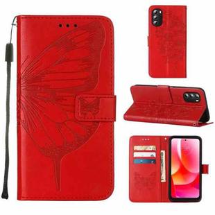 For Motorola Moto G 5G 2022 Embossed Butterfly Leather Phone Case(Red)