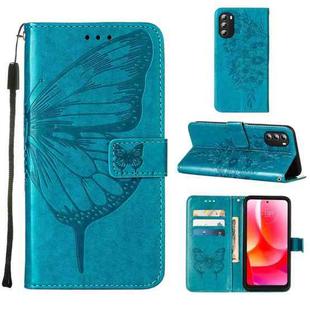 For Motorola Moto G 5G 2022 Embossed Butterfly Leather Phone Case(Blue)