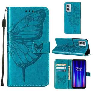 For OnePlus Nord CE 2 5G Embossed Butterfly Leather Phone Case(Blue)