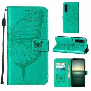 For Sony Xperia 1 IV Embossed Butterfly Leather Phone Case(Green)